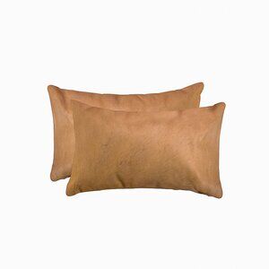 Natural Home Decor Torino Cowhide Pillow | 2-Piece | Tan | 12"x20"